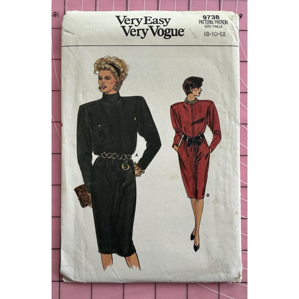 Vogue Very Easy Pattern 9738 Misses' Loose-Fit Strait Blouson Dress Size 8-12 UC